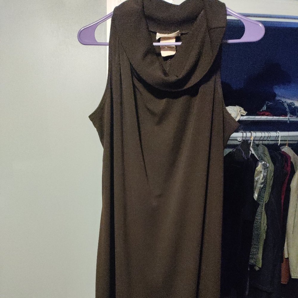 Ladies chocolate brown cow neck dress